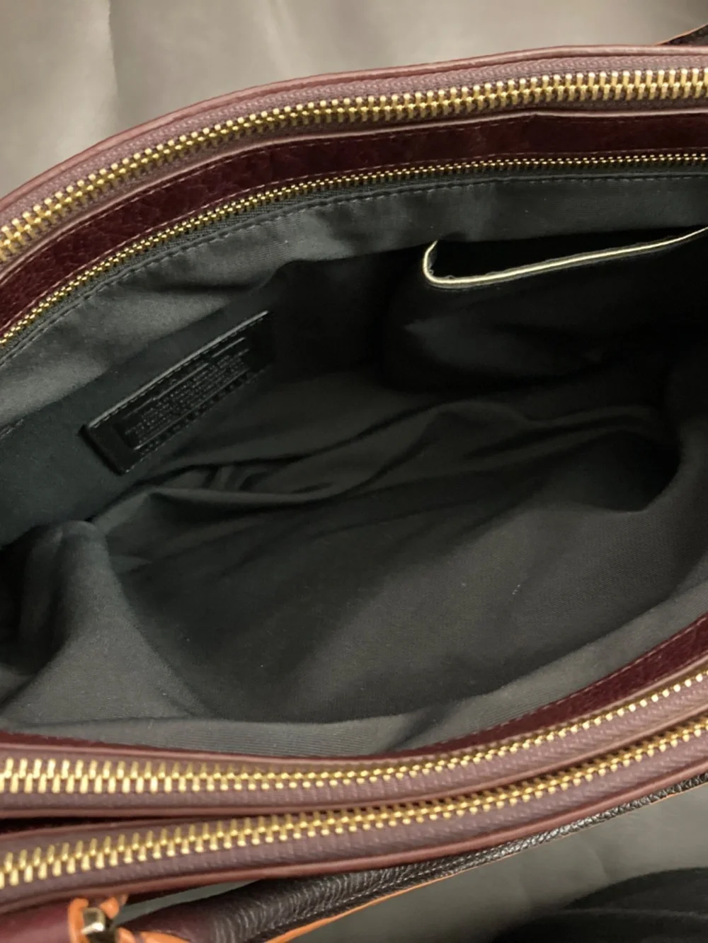 Coach Burgundy and Tan Leather Crossbody Satchel